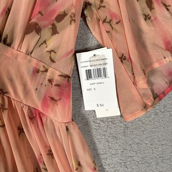 Society And Stitch Size S Printed Lace Maxi Kimono Duster Cover Up Spring Flower - Picture 5 of 15